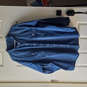 Torrid Blue Boxy Button Down Shirt